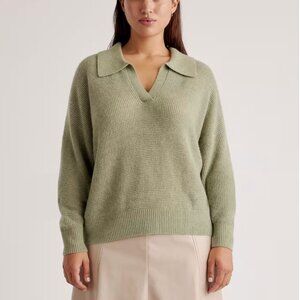 Quince Baby Alpaca-Wool Waffle Stitch Polo Sweater
